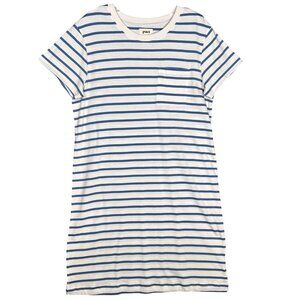 Pact Soft Spun Tee Shirt Dress Large Paris Stripe Coastal Beach Resort Boho